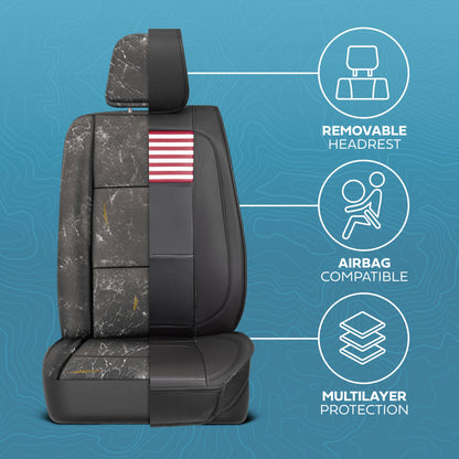 MotorBox American Flag Seat Abdeckungen für LKW, Autos und SUV - Napa Leder US Car Seat Abdeckungen American Flag Truck Zubehör - Car Seat Abdeckung Patriotic American Flag Car Zubehör Autositz Protektor