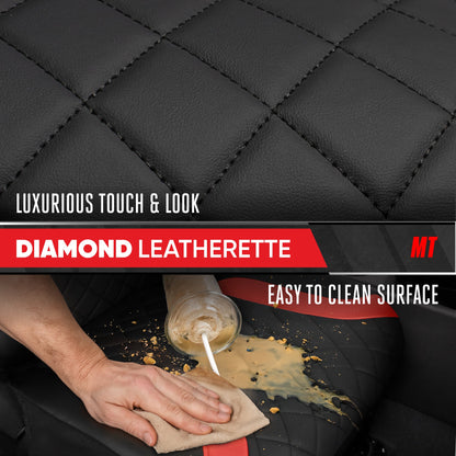 Motor Trend Faux Ledersitzbezüge für LKW, Autos und SUV - Front Black & Red Car Seat Cover Set - Universal Fit für die meisten Automobile - Forros Para Asientos De Carro - CarSeat Cover Zubehör