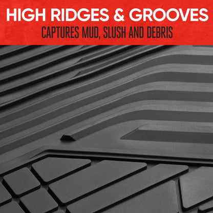 MotorTrend 3-Piece Raised Ridge Multi-Channel Front Floor Matts und Rear Floor Mat - Heavy Duty, All Weather, Trim to Fit