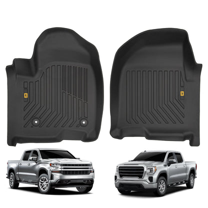 CAT® JustFitTM 3D Custom Fit Bodenmatten Chevrolet Silverado 1500/GMC Sierra 2019-2026, Chevy Silverado 2500HD/3500HD Crew Cab/GMC Sierra 2500HD/3500HD Crew Cab 2020-26 Bodenlinie Laser gemessen Front