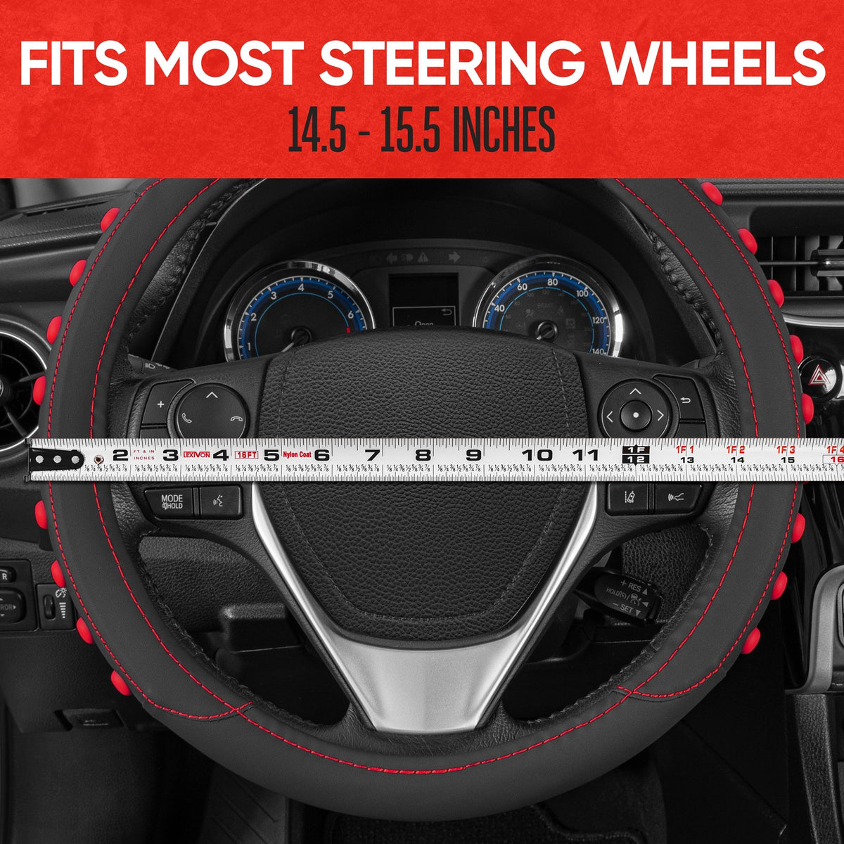 MotorTrend FlexGrip Lenkradabdeckung mit erhöhten Bump Grips (Fits 14.5' - 15.5')
