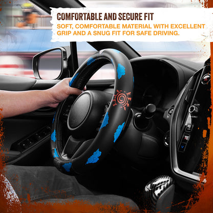 Naruto Shippuden Car Lenkrad Abdeckung, 15 Zoll Anime Lenkrad Abdeckung, gepolsterte Soft Comfortable Cover Anime Car Zubehör für Männer Frauen, Kumogakure
