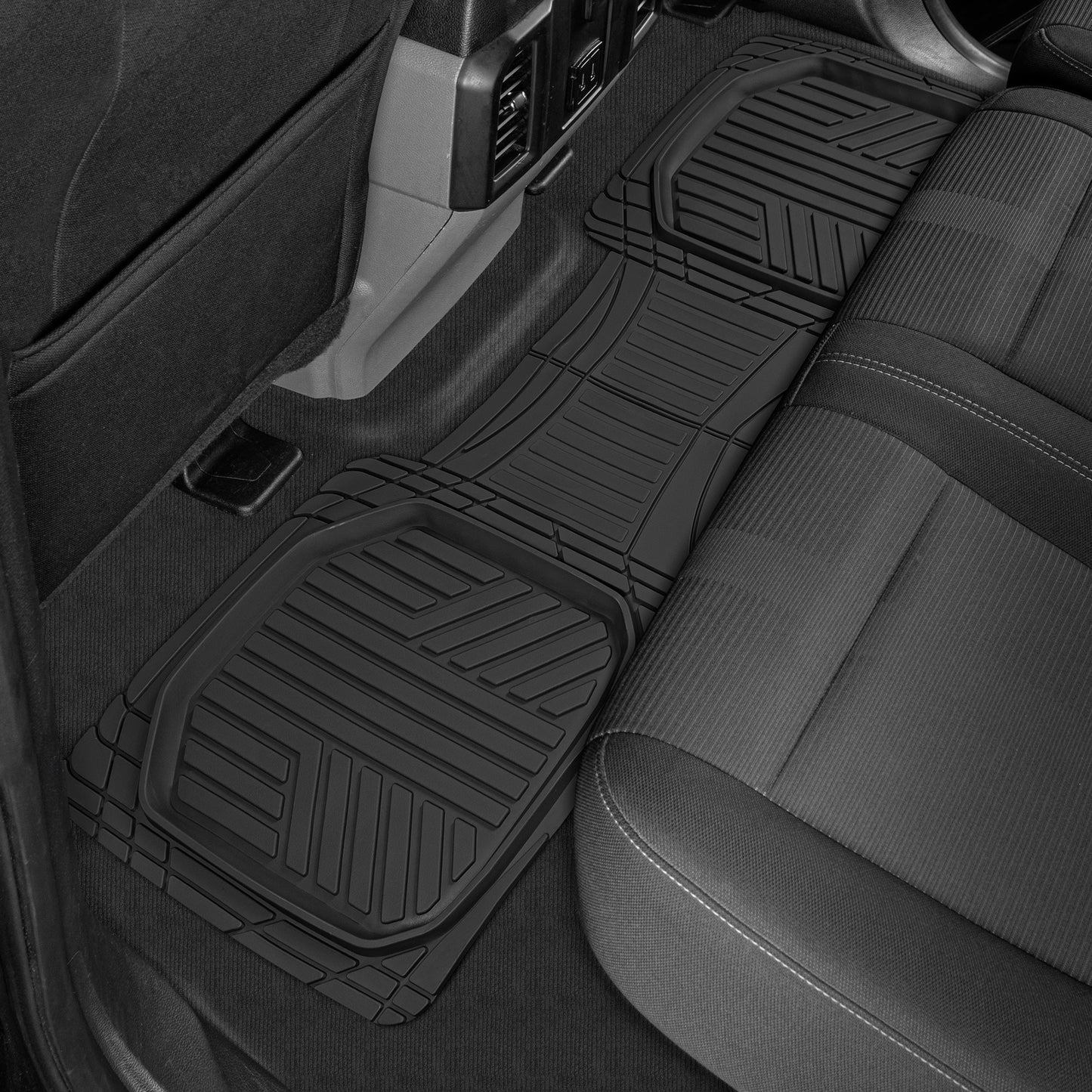 MotorTrend 3-Stück FlexTough Plus Deep Dish Line Rillen Vorderbodenmatten und Hinterbodenmatte - Heavy Duty, All Weather, Trimmen Sie, um zu passen