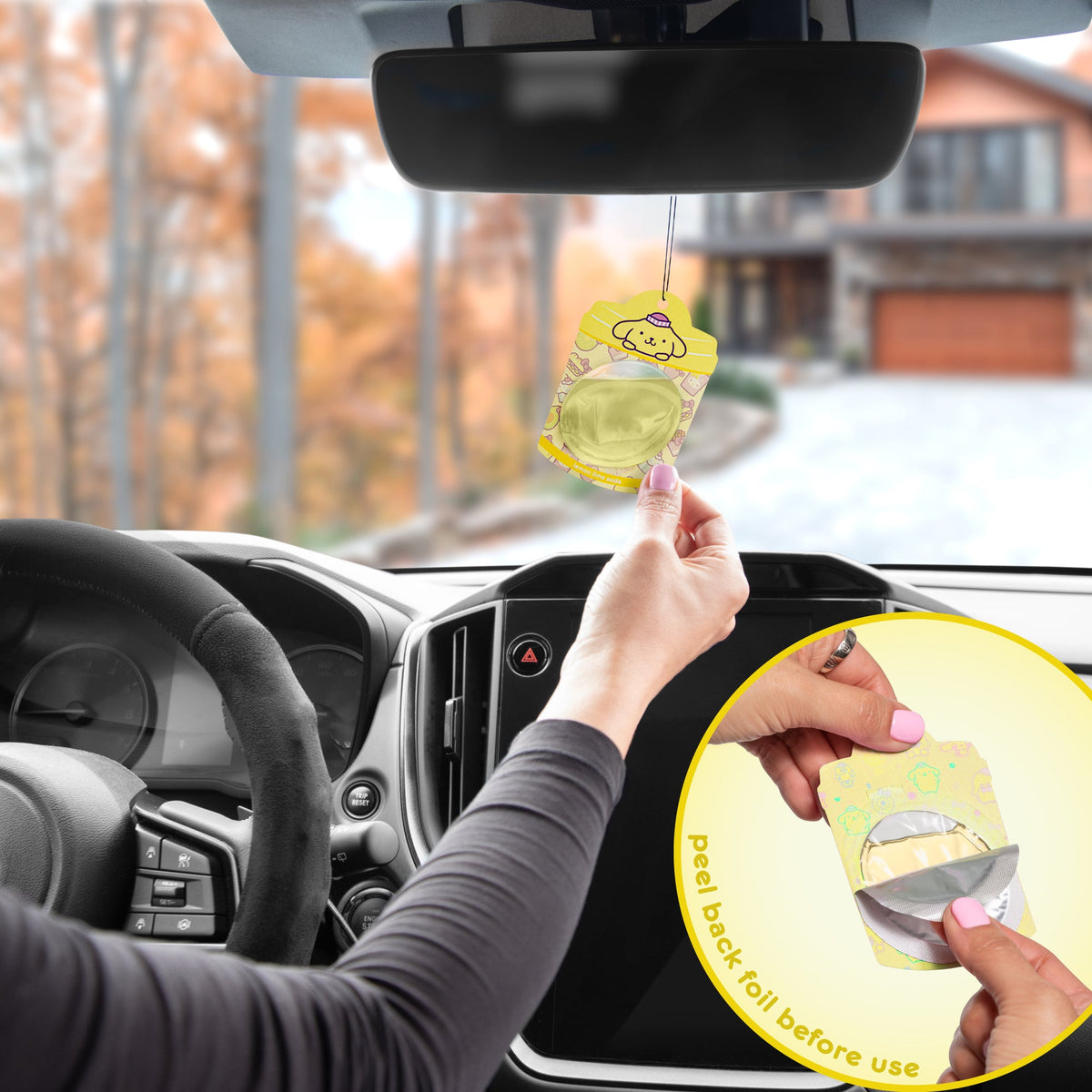 Hello Kitty und Freunde Car Air Freshener (Pompompurin - Zitronenlime Soda) Hängen Gel Area Deodorizer, lang anhaltende Autodüfte Air Freshener, niedliches Automotive Sanrio Zubehör Dekor, 2-Pack