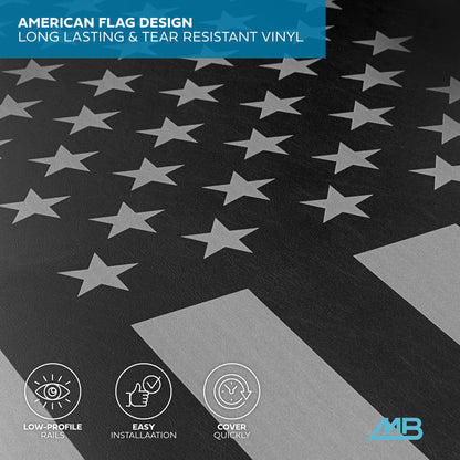 MotorBox Soft Tri-Fold Truck Tonneau Abdeckung für Ram 1500 (2009-2024) / Ram 2500 & 3500 (2009-2024) mit 5,7 ft Bett, Allwetter Klapp LKW Bett Abdeckung mit Black Flag Graphic, einfache Installation für extra kurzes Bett