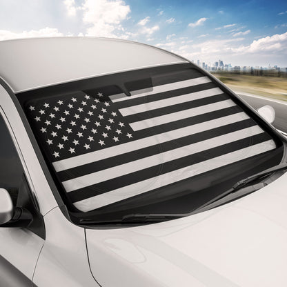MotorTrend USA Black American Flag Front Windschutzscheibe Sonnenschirm - Medium (65' x 33')