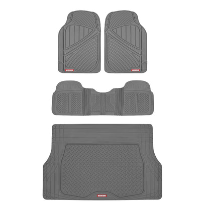 MotorTrend 4-Piece FlexTough Performance Deep Channel Front Floor Mat, Rear Floor Mat und Trunk / Cargo Mat - Heavy Duty, All Weather, Trim to Fit