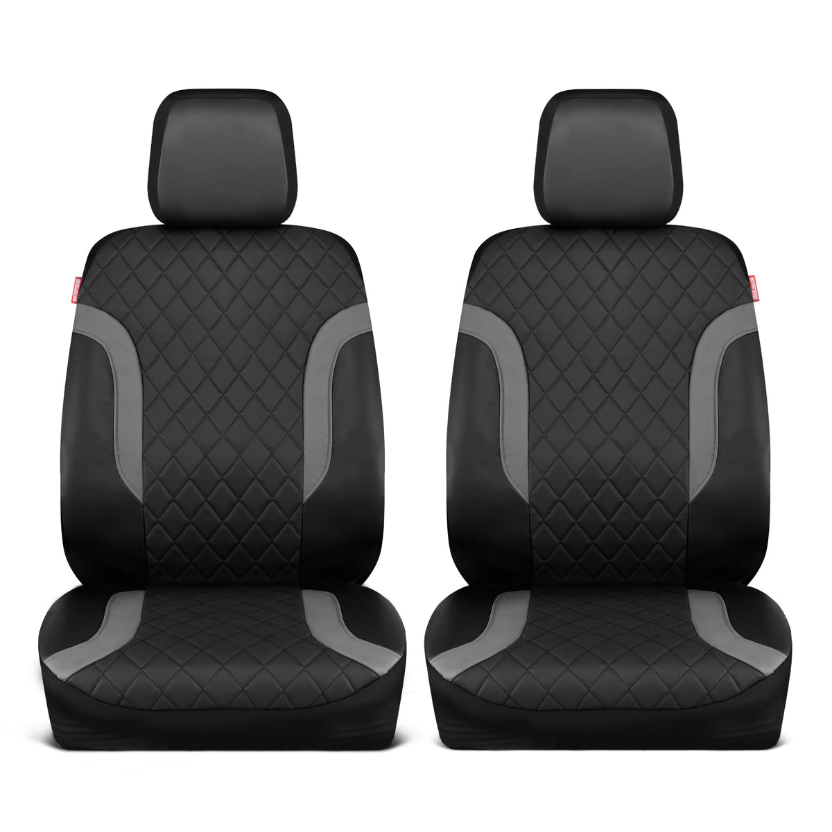 Motor Trend Faux Ledersitzbezüge für LKW, Autos und SUV - Front Black & Gray Autositzbezug - Universal Fit für die meisten Automobile - Forros Para Asientos De Carro - CarSeat-Zubehör