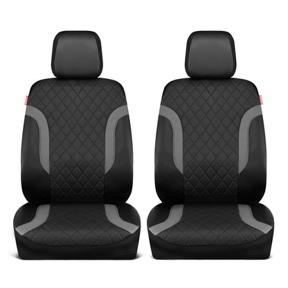 Motor Trend Faux Ledersitzbezüge für LKW, Autos und SUV - Front Black & Gray Autositzbezug - Universal Fit für die meisten Automobile - Forros Para Asientos De Carro - CarSeat-Zubehör