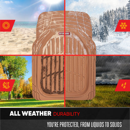 MotorTrend 4-Piece 3-Rows FlexTough Deep Dish Vorderbodenmatten, Mittelbodenmatten und Hinterbodenmatte
