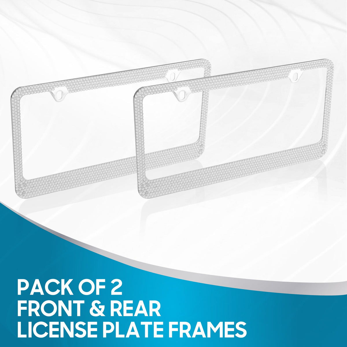 Rostbeständiges verchromtes Die-Cast-Edelmetall-Lizenzplattenrahmen / -halter Universalgröße - Blank Metal Design (Paket von 2)
