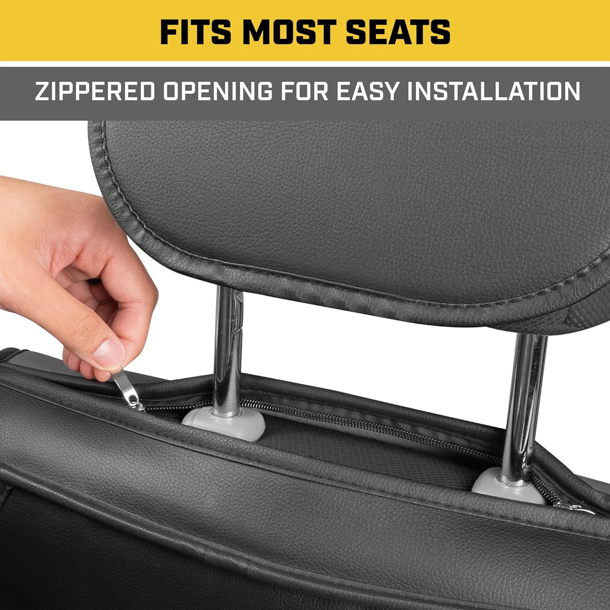 CAT® Edge Deluxe Car Seat Covers für Vordersitze - Premium Zwei-Tone Faux Ledersitz Abdeckungen für Autos mit Universal Fit, Robuste Autositz Abdeckungen für LKW, Innensitz Abdeckungen für SUV