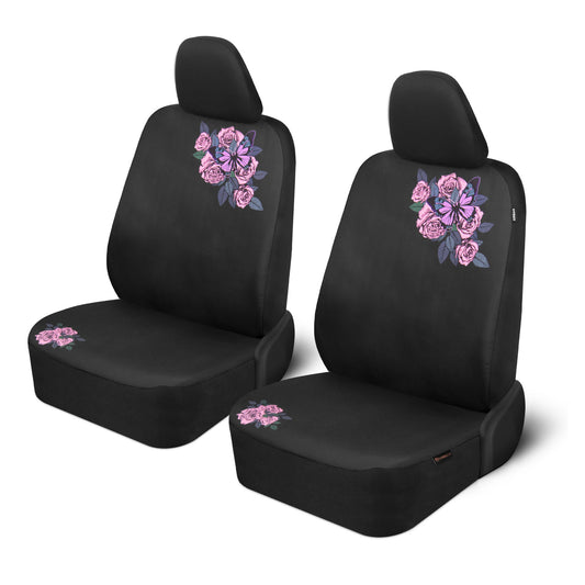Pink Butterfly & Flowers Autositz Abdeckungen, niedliches Auto Zubehör für Damen Vordersitz Abdeckungen für Auto passt die meisten Autos Trucks Vans SUV bestickt Design
