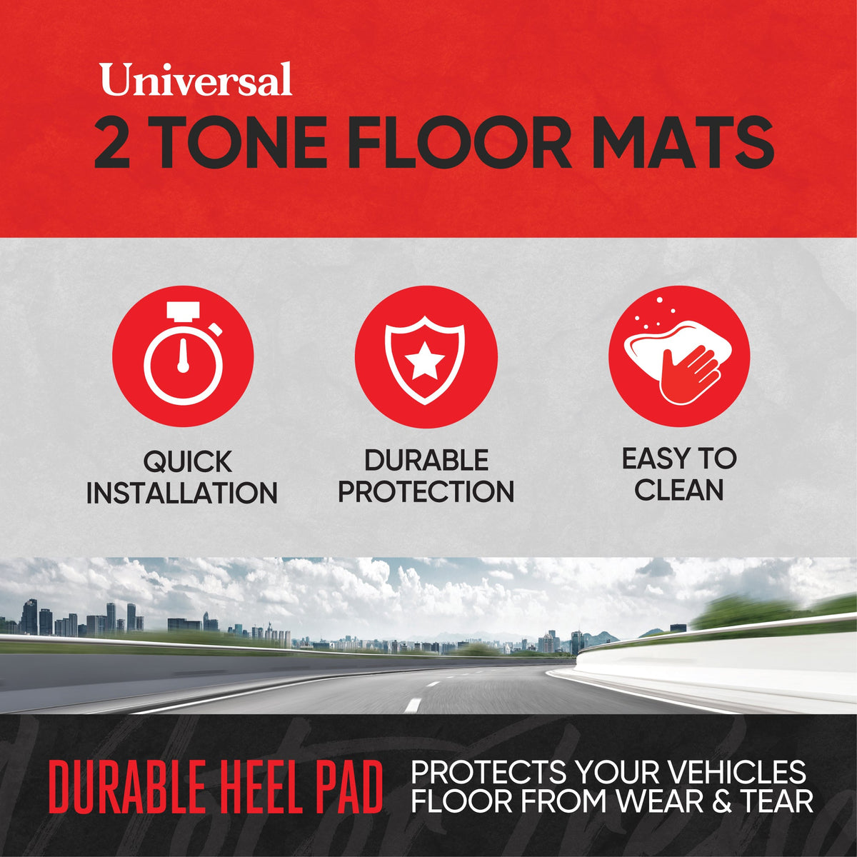 MotorTrend 4-Stück Zwei-Tone Non-Slip Heel Pad Vorderbodenmatten und Hinterbodenmatten - Heavy Duty, All Weather, Trimmen Sie, um zu passen