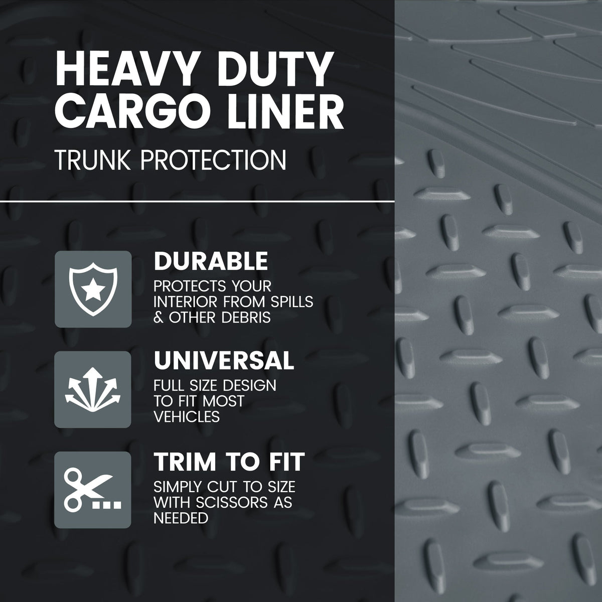 BDK Trunk / Cargo Rubber Liner - Heavy Duty, All Weather, Trim to Fit (53.8 'x 43.2')