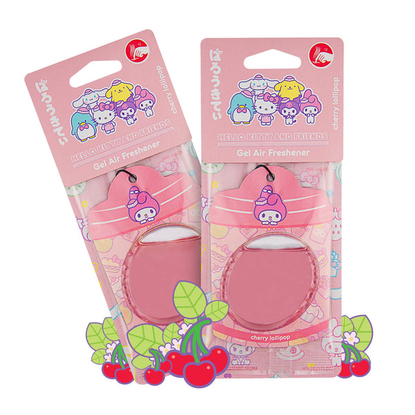 Hello Kitty und Freunde Car Air Freshener (My Melody - Cherry Lollipop) Hanging Gel Area Deodorizer, lang anhaltende Autodüfte Air Freshener, niedliches Automotive Sanrio Zubehör Dekor, 2-Pack