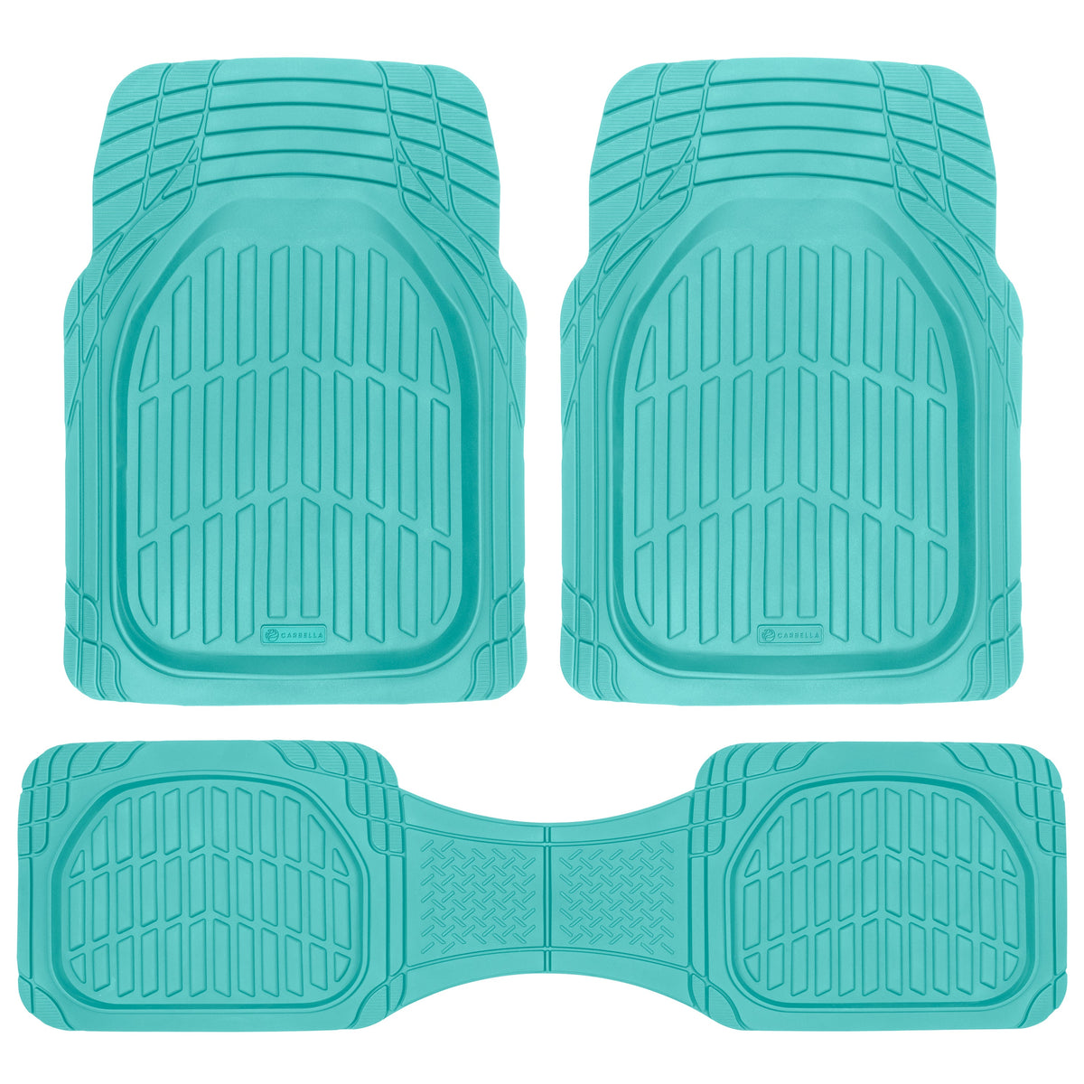 CARBELLA Heavy Duty Rubber 4-Piece Teal Car Bodenmatten - Universal Trimmable Allwetter-Autozubehör - Mädchen Autozubehör für Frauen & süße Automatten für Frauen für Girly Autodekor, LKW und SUV
