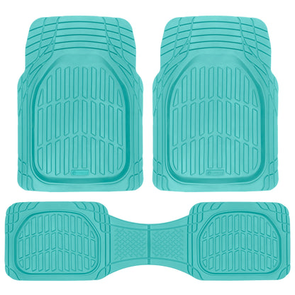 CARBELLA Heavy Duty Rubber 4-Piece Teal Car Bodenmatten - Universal Trimmable Allwetter-Autozubehör - Mädchen Autozubehör für Frauen & süße Automatten für Frauen für Girly Autodekor, LKW und SUV