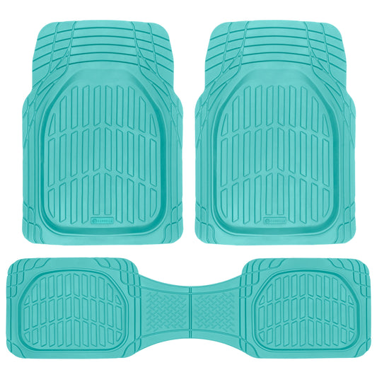 CARBELLA Heavy Duty Rubber 4-Piece Teal Car Bodenmatten - Universal Trimmable Allwetter-Autozubehör - Mädchen Autozubehör für Frauen & süße Automatten für Frauen für Girly Autodekor, LKW und SUV